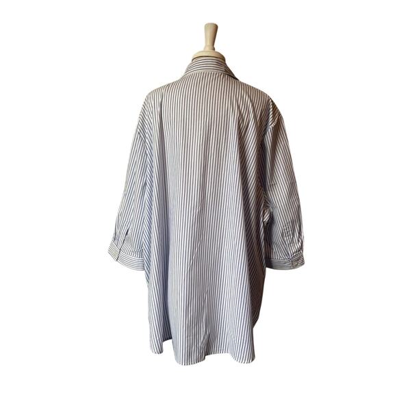 Woman Within NWOT Coastal Stripe Floral Embroidered Button Down Travel Tunic 3X - Picture 3 of 8